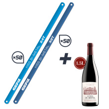 PACK PROMO 100 LAMES SCIE METAUX 24T ET 32T + MAGNUM VIN ROUGE